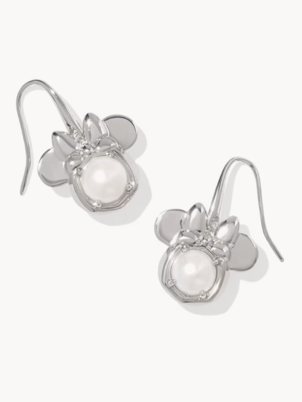 Disney | Kendra Scott Minnie Mouse Drop Earrings White Pearl Silver